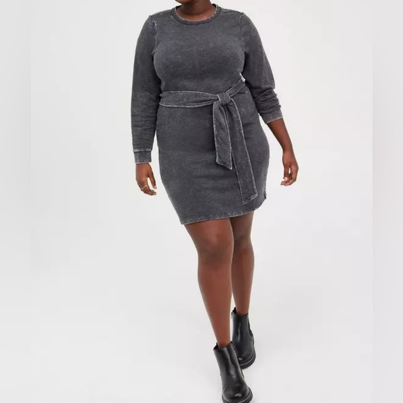 Torrid Pullover Dress - Cozy Fleece Black Mineral Wash - Picture 3 of 7